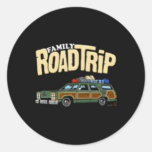 Vacation Road Resa Grönt Station Wagon Runt Klistermärke