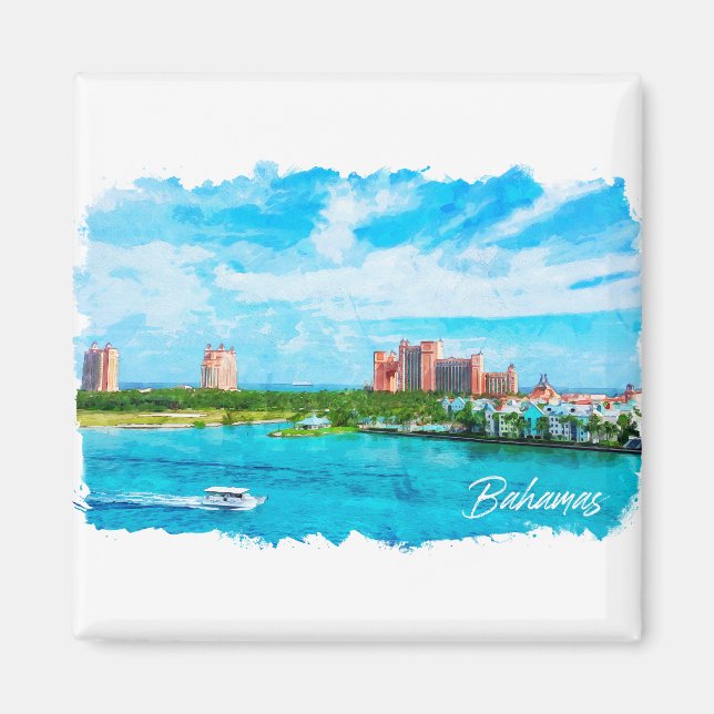 Vacation Scenery för vackert Bahamas-Västindien Magnet (Framsidan)