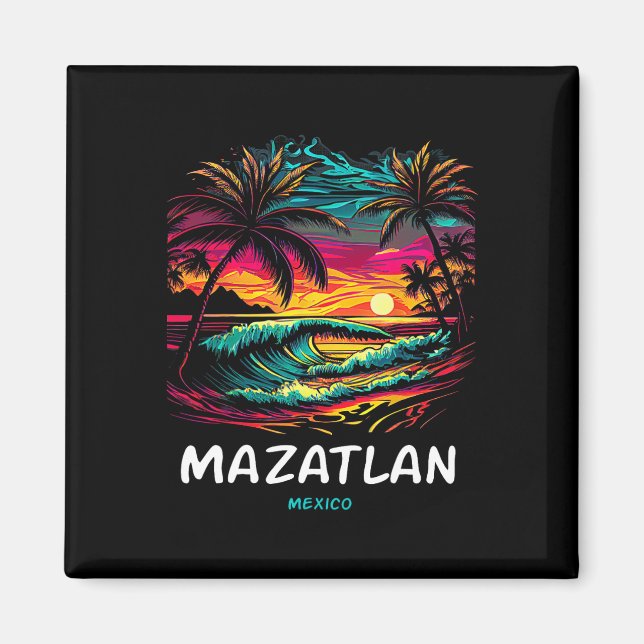 Vacation Souvenir Palm Tree Mazatlan  Magnet (Framsidan)