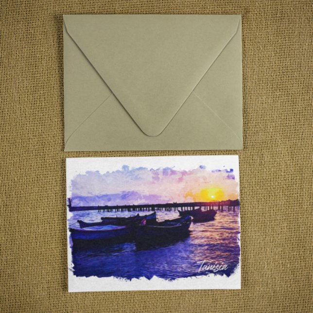 Vacation Souvenir, vackert Tunisien Vykort (tunisia landscape ocean view postcard)