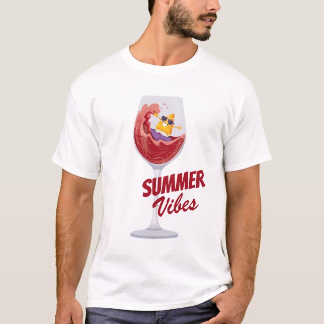 Vacation Summer Vibes Funny Tecknad Vin Cheese T Shirt (Framsida)