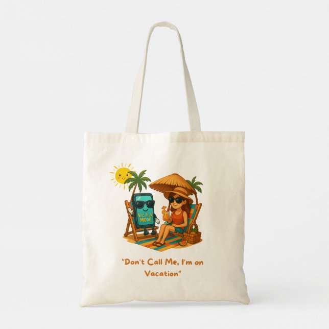 Vacation Time Tote Bag Tygkasse (Baksida)