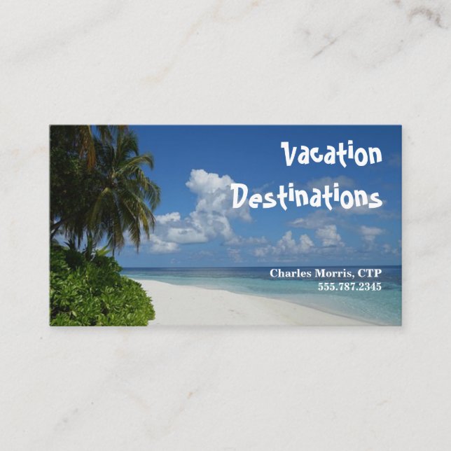 Vacation Travel Agent, Tropiska destinationer Visitkort (Framsida)