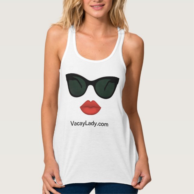Vacation Vacay Dam Red Läppar Tanktop Linne Med Racerback (Framsida)
