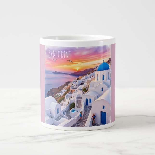 Vacation, vackra Sunset i Santorini Jumbo Mugg (Framsidan)