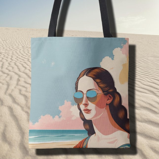 Vacation Vibes Mona Lisa Tote Bag Tygkasse (Skapare uppladdad)