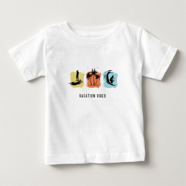 VACATION VIBES Skriv ut modern vit Baby Tshirt T Shirt (Framsida)