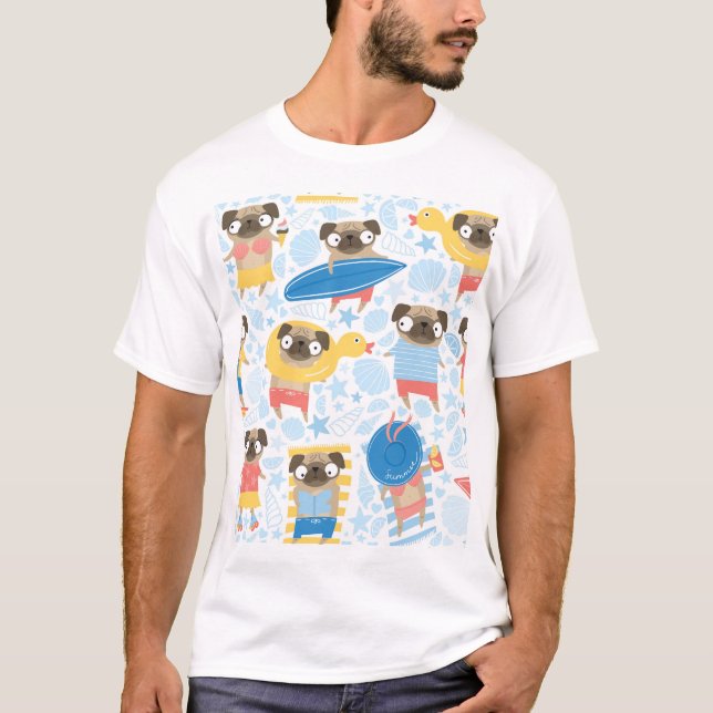 Vacationspengar, sommarstrand, sömlös. t shirt (Framsida)