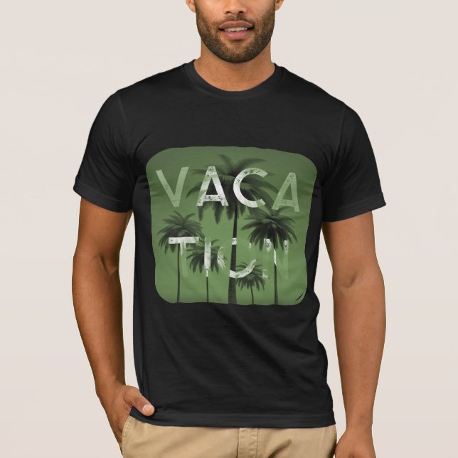Vacationstypografi Grafik Grönt Vit T-skirt T Shirt (Framsida)