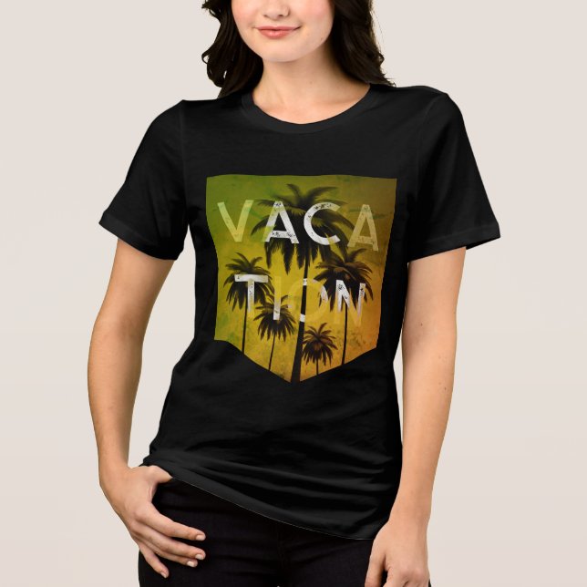 Vacationstypografi Grafik Grönt Vit T-skirt T Shirt (Framsida)