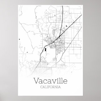 Vacaville Karta - Kalifornien - City Karta Poster