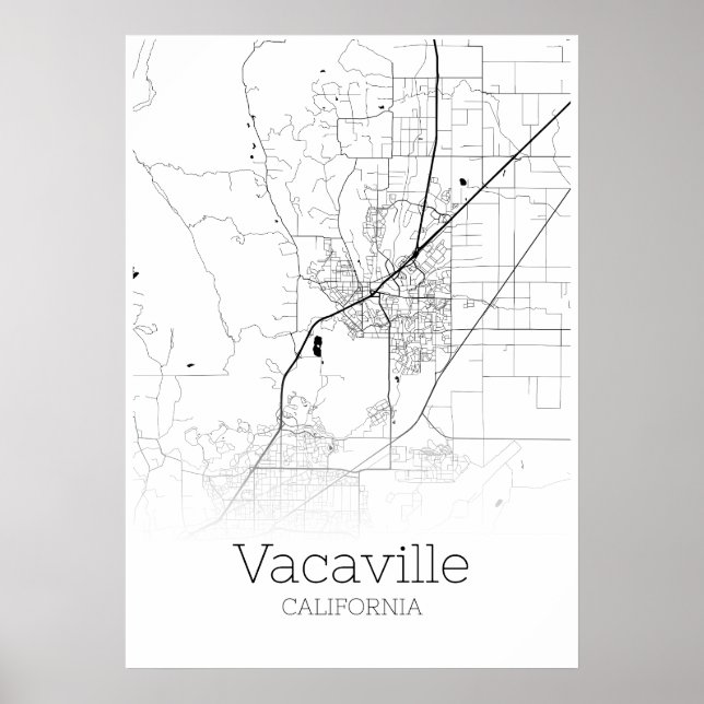 Vacaville Karta - Kalifornien - City Karta Poster (Framsidan)
