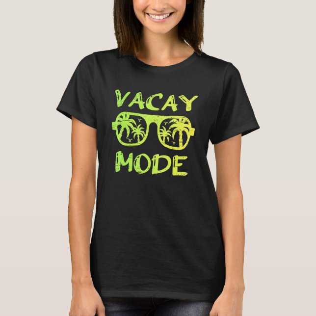 Vacay Mode Sunglasses Handflatan Träd Resa Tan Sum T Shirt (Framsida)