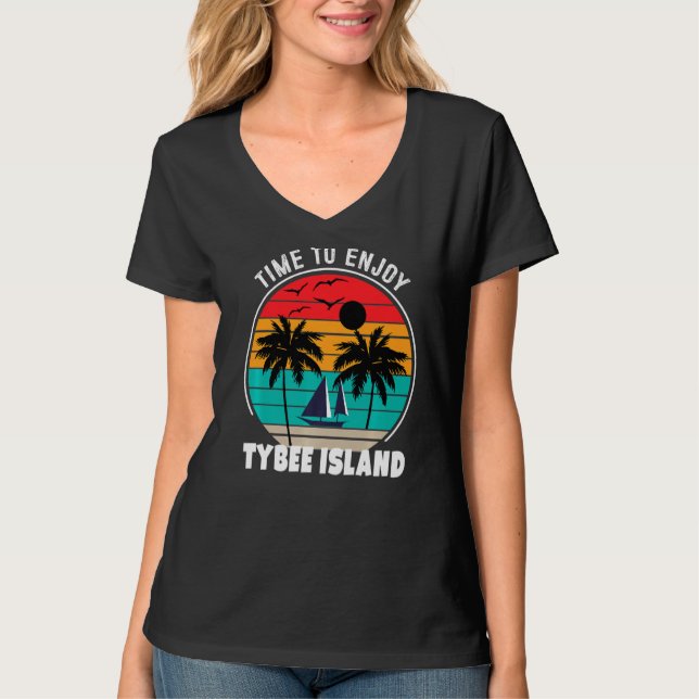 Vacay Mode Time to Ejoy Tybee Island Retro T Shirt (Framsida)