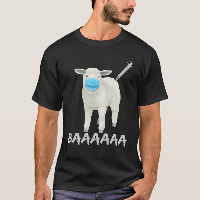 Vaccin mot får eller får och mask t shirt (Framsida)
