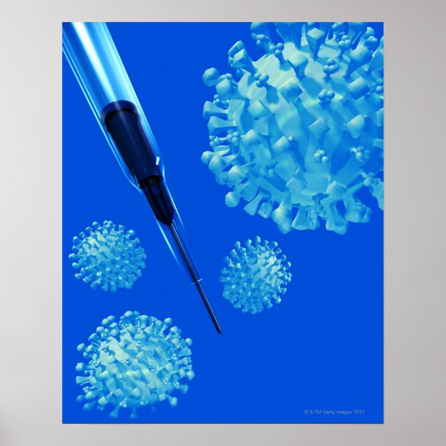 Vaccin mot influensa, konceptuell datorgrafik. poster (Framsidan)