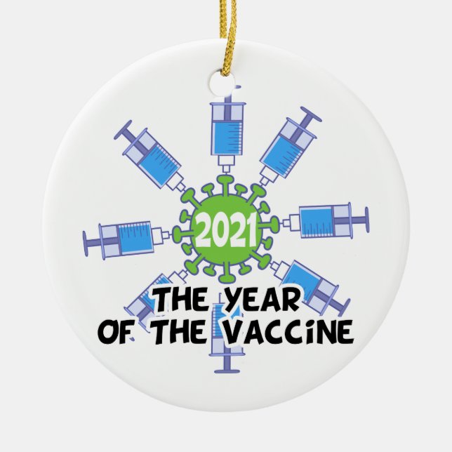 Vaccinåret 2021 julgransprydnad keramik (Framsidan)