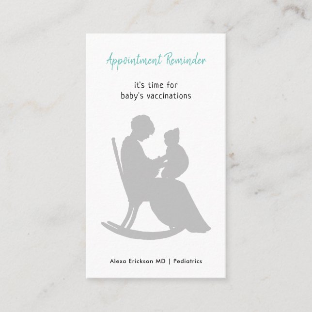 Vaccination mot Pediatriska Doktor Mor Rocking Bab Tidsbeställning Kort (Framsida)