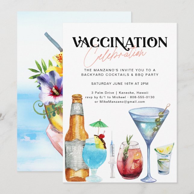 Vaccinationsfirande | Vi har blivit vaccinerade Inbjudningar (Fram/baksida)