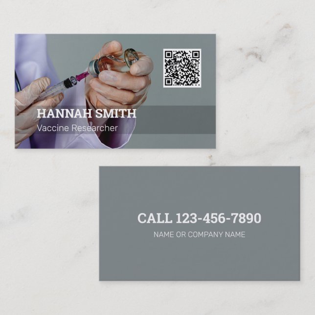Vaccine Researcher QR-kod Visitkort (Fram/baksida)