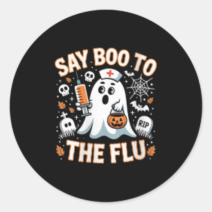 Vaccine Say Boo för kvinnor Funny Nurse Ghost Hall Runt Klistermärke