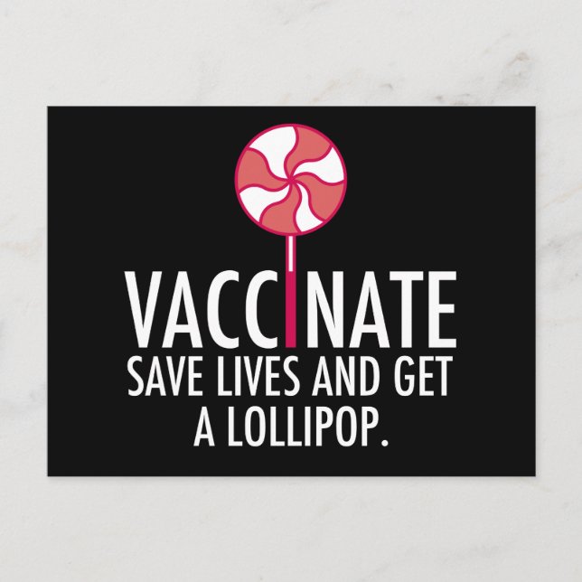 Vaccinera Spara Lives Hämta ett Lollipop-vaccin Vykort (Framsida)