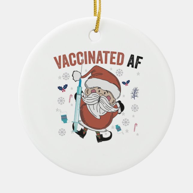 Vaccinerad af Funny julvaccinerad tomten Julgransprydnad Keramik (Framsidan)