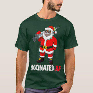 Vaccinerad afrikansk amerikansk Jultomten i mask T Shirt