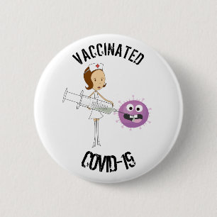Vaccinerad COVID-19 6 cm rund signal Knapp