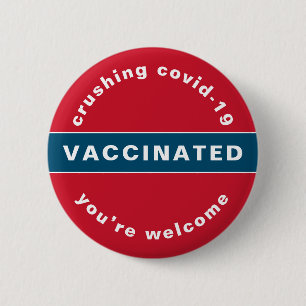 Vaccinerad covid-19-knapp är välkommen knapp