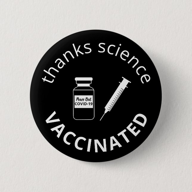 Vaccinerad Covid-19-tack Science Black Knapp (Framsida)
