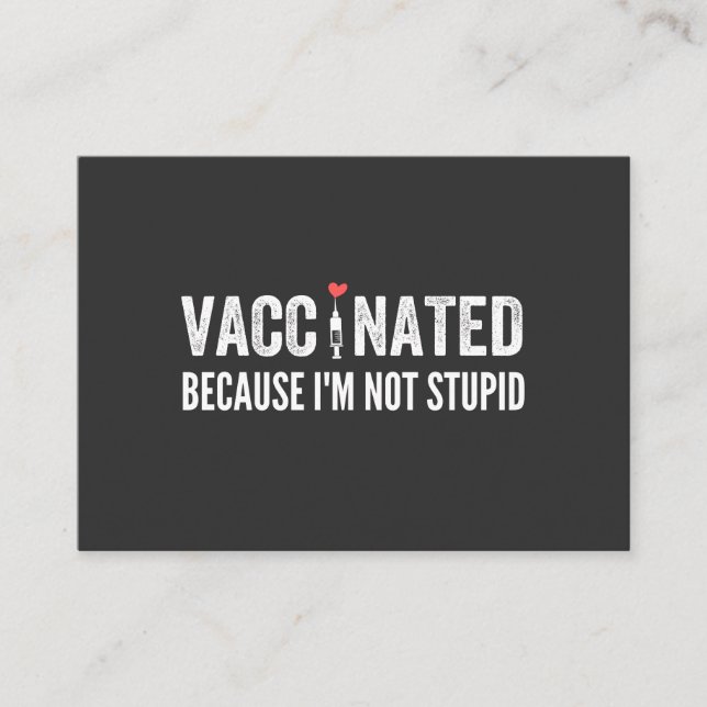 Vaccinerad för att jag inte är stum visitkort (Framsida)