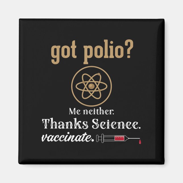 Vaccinerad Humor Graphic Citote Science Polio Magnet (Framsidan)