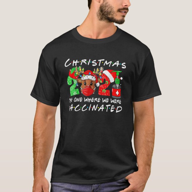 Vaccinerad jul 2021 Santa Ansikte vid Mas T Shirt (Framsida)