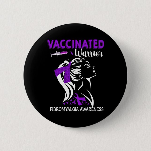 Vaccinerad krigare Fibromyalgia Medvetenhet Knapp (Framsida)