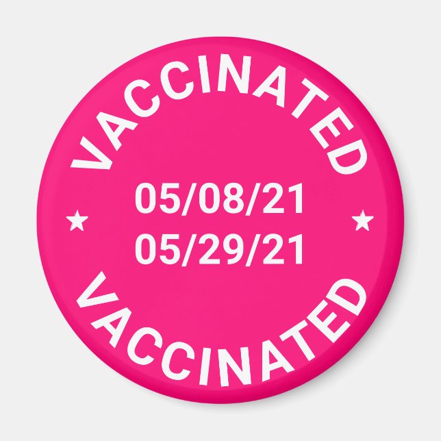 Vaccinerad med anpassningsbar data och text magnet (Framsidan)