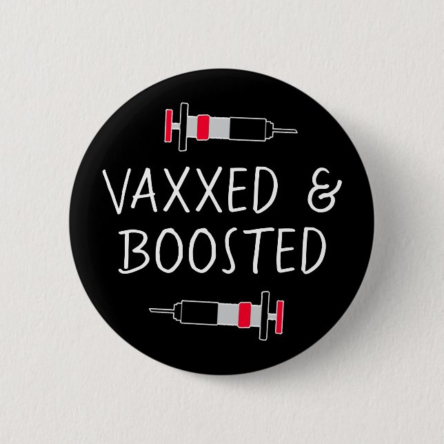 Vaccinerad och påfylld, Covid Vax-knapp Knapp (Framsida)