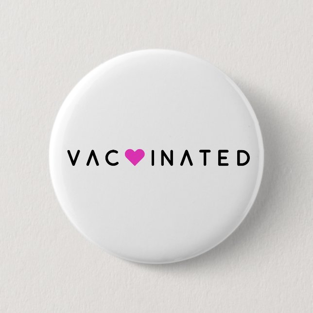 Vaccinerad | Rosa Heart Modern Covid-19 Knapp (Framsida)