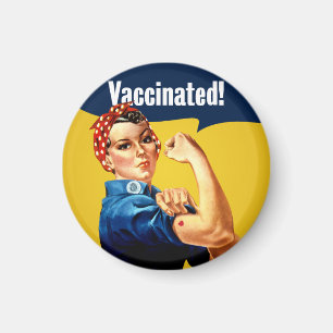 Vaccinerad Rosie- Riveter Magnet med hjärta