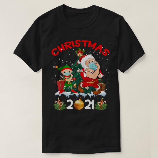 Vaccinerad Santa Elf Vaccinationsåret Chris T Shirt (Design framsida)