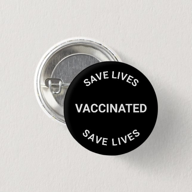 Vaccinerad, spara lever svart, vit knapp (Framsida & baksida)