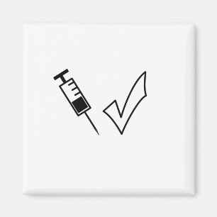 Vaccinerad spruta och bocksymbol magnet
