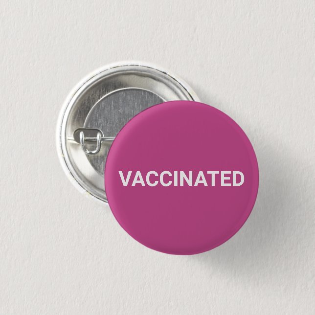 Vaccinerad, vit knapp för mulberi rosa (Framsida & baksida)