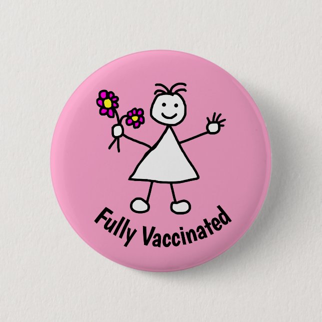 Vaccinerade Cute Girl Flowers Knapp (Framsida)