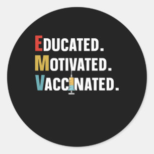 Vaccinerade med utbildning- immunisering och runt klistermärke