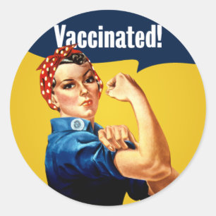 Vaccinerade Rosie Riveter Sticker Runt Klistermärke