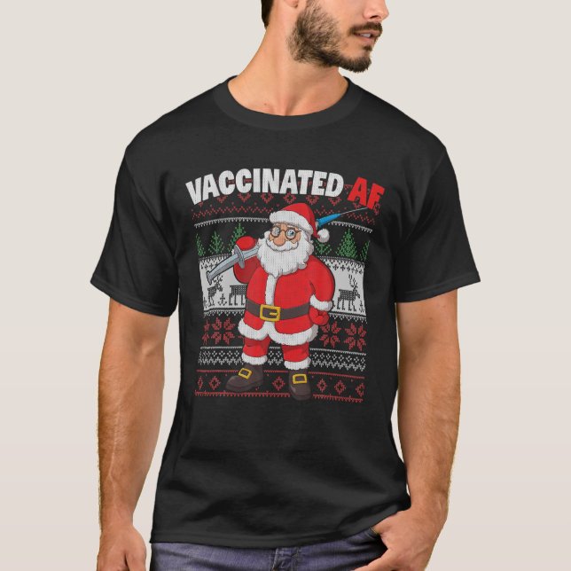Vaccinerat AF Jultomten med spruta Ugly Kristus T Shirt (Framsida)