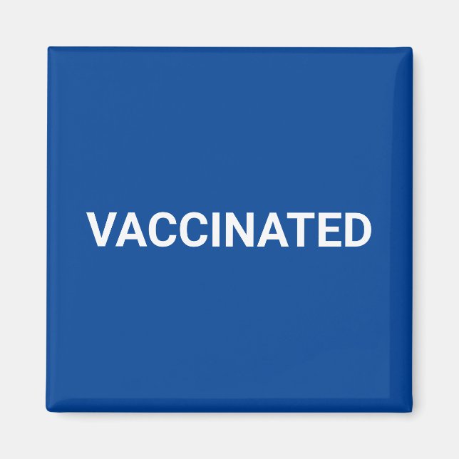 Vaccinerat, blåvitt anpassade magnet (Framsidan)