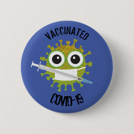 Vaccinerat COVID-19 6 cm rund bricka Knapp