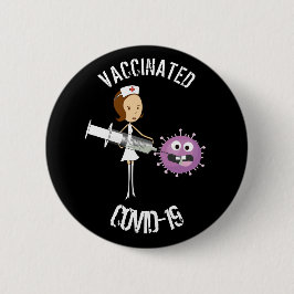Vaccinerat COVID-19 6 cm rund bricka Knapp